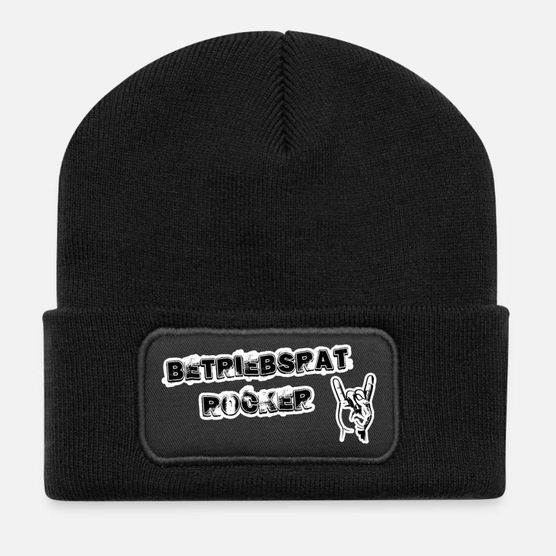 Betriebsrat Rocker black background - Recycelte Patch Beanie - Schwarz