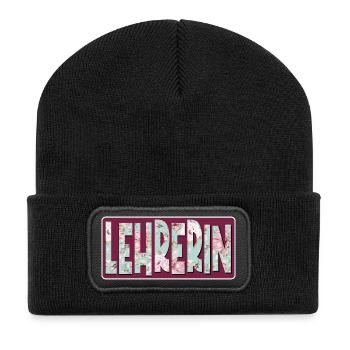 LEHRERIN - LEHRAMT ABSCHIED - Recycelte Patch Beanie - Schwarz - Vorne