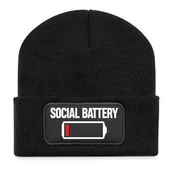 Social Battery Icon Tee - Recycled Patch Beanie - black - Front