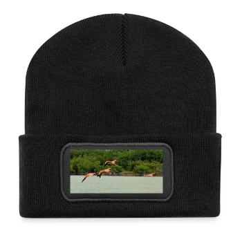 Flying Flamants Rose en Nature Verte - Beanie recyclé à patch - noir - Devant