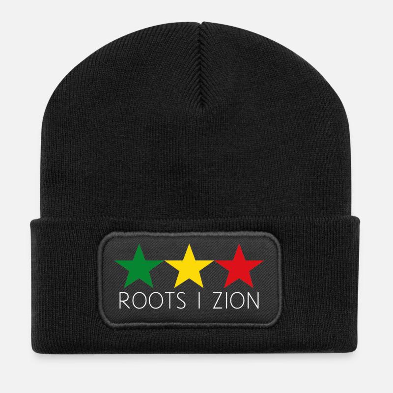 roots i zion - rasta reggae roots stars - Recycelte Patch Beanie - Schwarz
