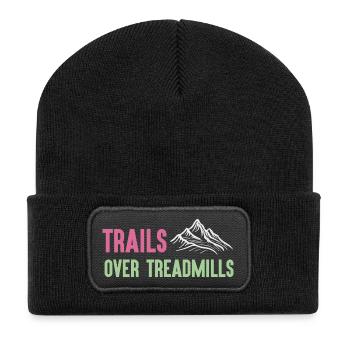 Trailrunning - Trails über Laufbänder - Recycelte Patch Beanie - Schwarz - Vorne