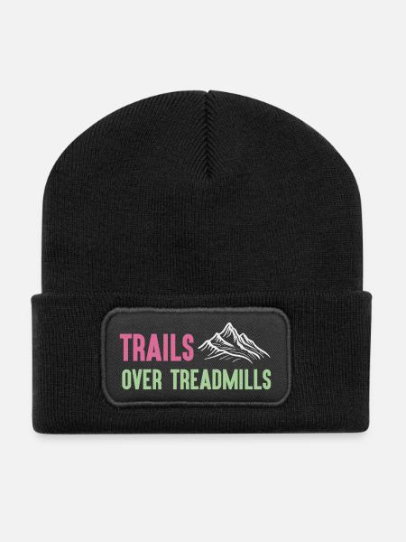 Trailrunning - Trails über Laufbänder - Recycelte Patch Beanie - Schwarz