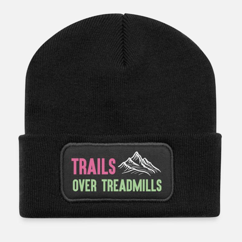Trailrunning - Trails über Laufbänder - Recycelte Patch Beanie - Schwarz