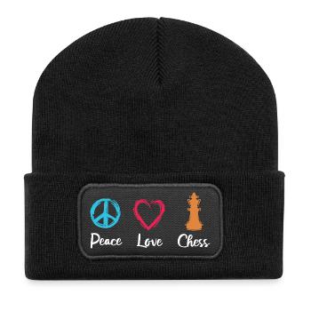 Peace Love Chess - Recycled Patch Beanie - black - Front