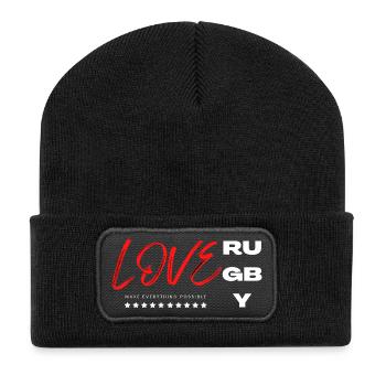 love rugby- J'aime le rugby - Rugby is life - Beanie recyclé à patch - noir - Devant