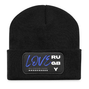 Love rugby blue - Recycled Patch Beanie - black - Front