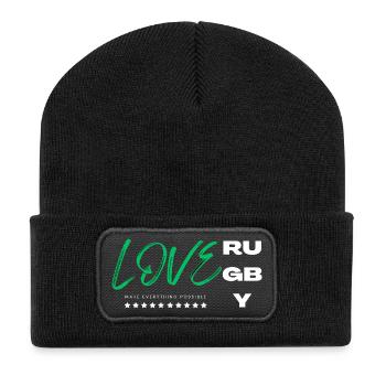 Love rugby green - Beanie recyclé à patch - noir - Devant
