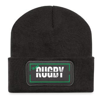 Team rugby green - Beanie recyclé à patch - charbon - Devant