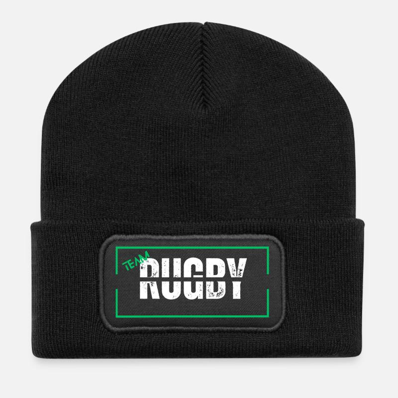 Mannschaft Rugby grün - Recycelte Patch Beanie - Schwarz