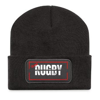 Mannschaft Rugby Rot - Recycelte Patch Beanie - Dunkelgrau - Vorne