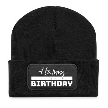 Tshirt happy birthday weiss - Recycelte Patch Beanie - Schwarz - Vorne