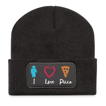 I Love Pizza - Recycled Patch Beanie - dark grey - Front