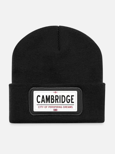 Cambridge town sign - Recycled Patch Beanie - black