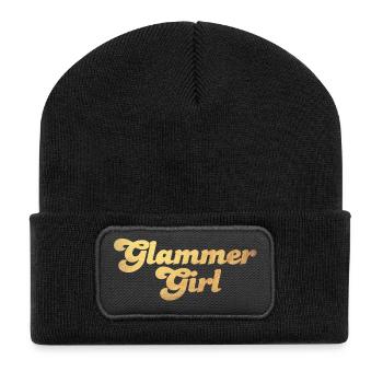 Glammer Girl Gold coole Quotes Luxus exklusiv - Recycelte Patch Beanie - Schwarz - Vorne