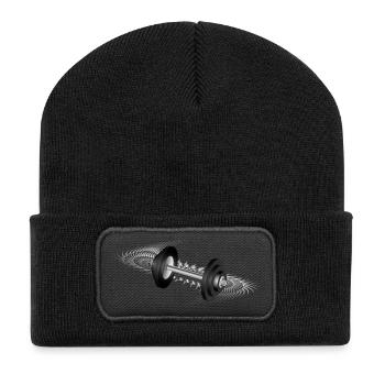 Motif d’haltères cool pour les amateurs de fitness et de gym - Beanie recyclé à patch - noir - Devant