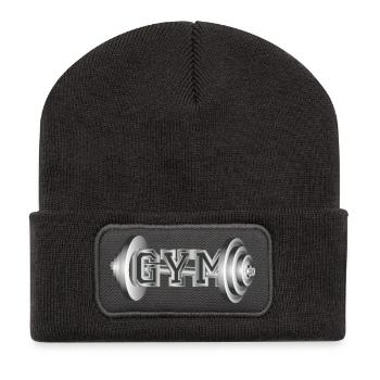 Hantel Typografie für Fitness- und Gym-Begeisterte - Recycelte Patch Beanie - Dunkelgrau - Vorne