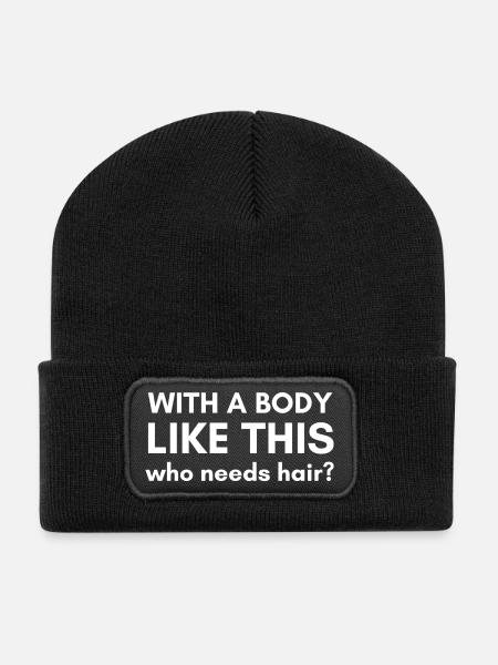 With a body like this who needs hair? Bald Head - Recycled Patch Beanie - black