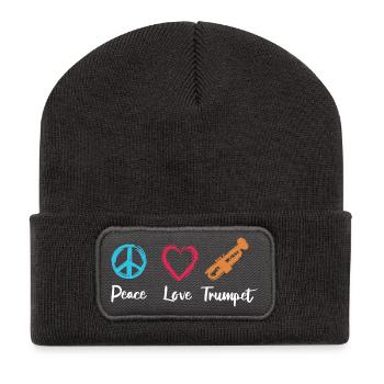 Peace Love Trumpet - Recycled Patch Beanie - dark grey - Front
