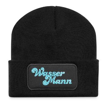 Wassermann Schuppen Wasser Sternzeichen Pool - Recycelte Patch Beanie - Schwarz - Vorne