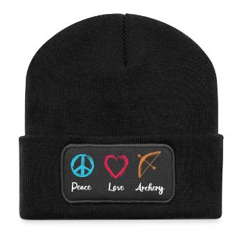 Peace Love Archery - Recycled Patch Beanie - black - Front