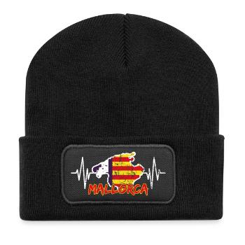 Mallorca Heartbeat - Recycelte Patch Beanie - Schwarz - Vorne