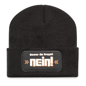 Bevor du fragst Nein! - Recycelte Patch Beanie - Dunkelgrau - Vorne