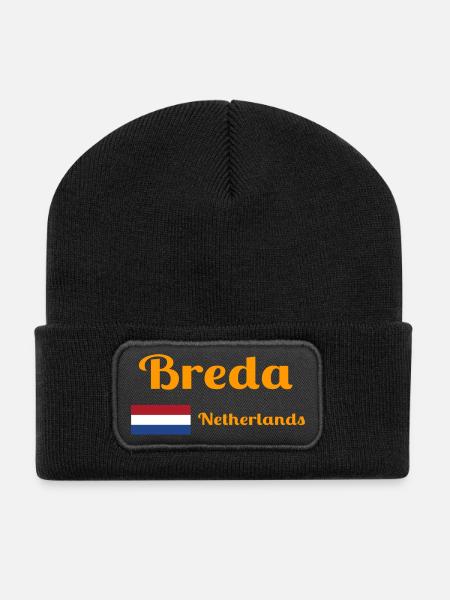 Breda Niederlande - Stilvolle Drucke - Recycelte Patch Beanie - Schwarz