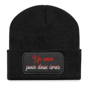 Herz für zwei geschmolzene Seelen - Recycelte Patch Beanie - Schwarz - Vorne