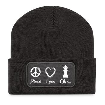 Paix Amour Échecs - Beanie recyclé à patch - charbon - Devant
