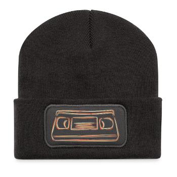 Cassette VHS - Beanie recyclé à patch - charbon - Devant