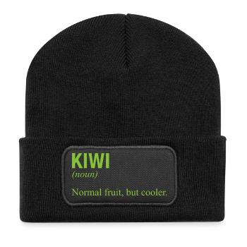 KIWI - Recycelte Patch Beanie - Schwarz - Vorne