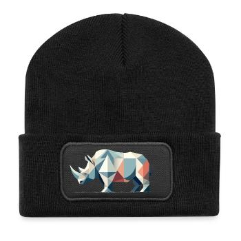 Rhinocéros géométrique – Une élégance puissante - Beanie recyclé à patch - noir - Devant