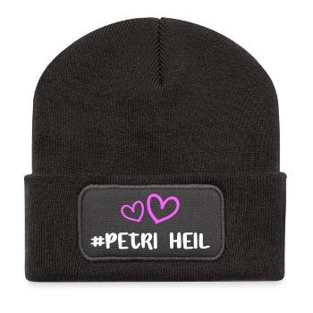 Petri Heil Herz - Recycelte Patch Beanie - Dunkelgrau - Vorne