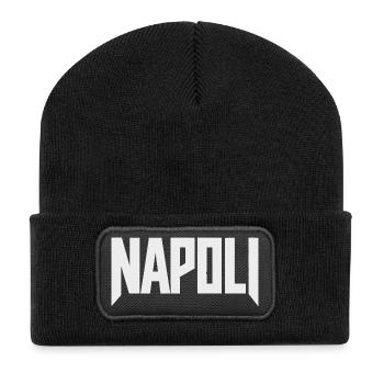Napoli - Neapel Schriftzug weiß - Recycelte Patch Beanie - Schwarz - Vorne