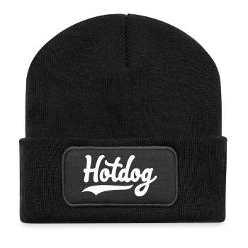 Hotdog Love in Black and White Look - Recycled Patch Beanie - black - Front