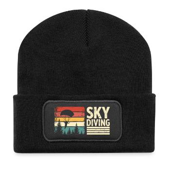Skydiving Vintage Retro Sunset - Recycled Patch Beanie - black - Front