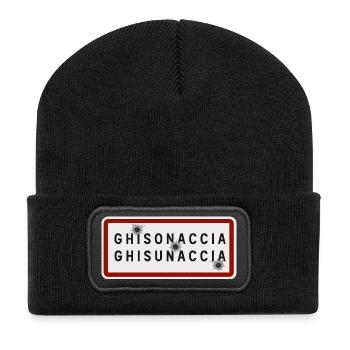 Panneau d’entrée de la ville de Ghisonaccia - Beanie recyclé à patch - noir - Devant