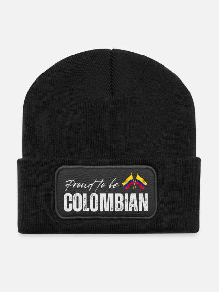 Stolzer Kolumbianer, ich liebe Kolumbien - Recycelte Patch Beanie - Schwarz