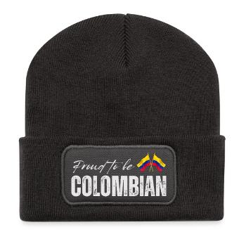 Stolzer Kolumbianer, ich liebe Kolumbien - Recycelte Patch Beanie - Dunkelgrau - Vorne
