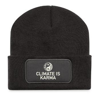 Climate is Karma Yin & Yang Natur- Umweltschutz - Recycelte Patch Beanie - Dunkelgrau - Vorne