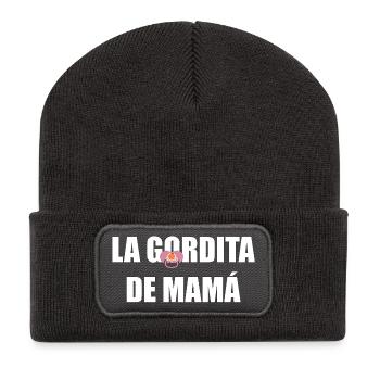 Mamas Molliger in WEISS - Recycelte Patch Beanie - Dunkelgrau - Vorne