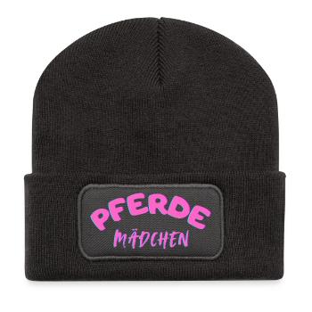 Fille de cheval - Beanie recyclé à patch - charbon - Devant