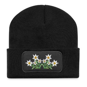 Edelweiss  - Recycelte Patch Beanie - Schwarz - Vorne