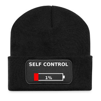 SELF CONTROL - 1 % Batterie faible - Beanie recyclé à patch - noir - Devant