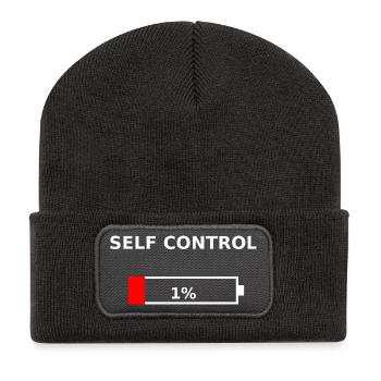 SELF CONTROL - 1 % Batterie faible - Beanie recyclé à patch - charbon - Devant