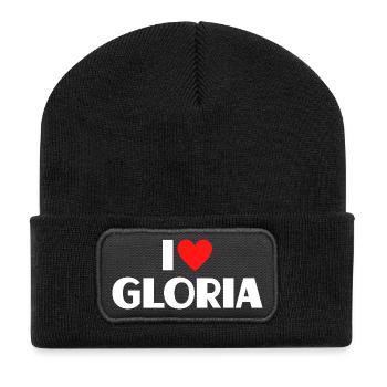 J’adore Gloria Red Heart Romantique Nom Fan - Beanie recyclé à patch - noir - Devant