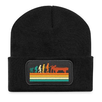 Billard Evolution Queue Sports Fan 8 Ball Humor - Recycelte Patch Beanie - Schwarz - Vorne