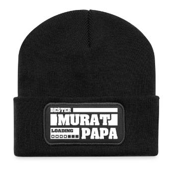 Vater-Bild mit lustigem Ladebalken für Murat - Recycelte Patch Beanie - Schwarz - Vorne