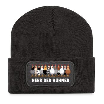 Lord of the Chickens Funny Chicken Graphic - Recycled Patch Beanie - dark grey - Front